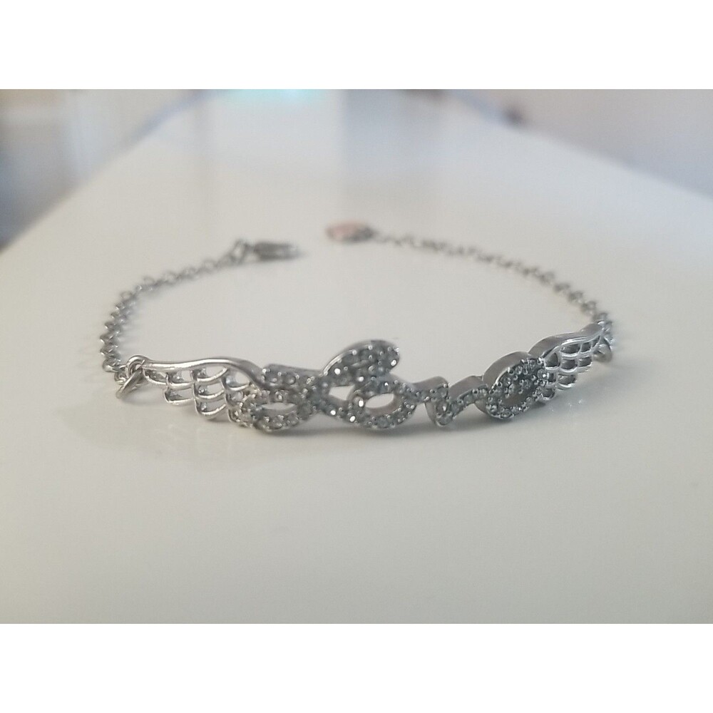 RARE COLLECTABLE Victoria's Secret ANGEL WINGS LOVE Bling Bracelet Charm